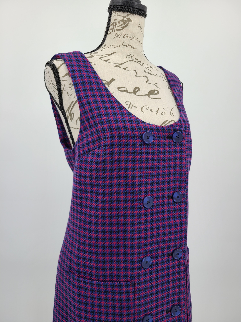 ModCloth Sleeveless Double-Breasted Houndstooth Shift Dress Size Medium